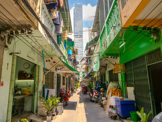 mixed retail and commercial shops and housing in downtown Bangkok District of Pathum Wan Near Siam BKK Bangkok Thailand