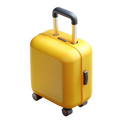 3d yellow hardshell suitcase with telescopic handle