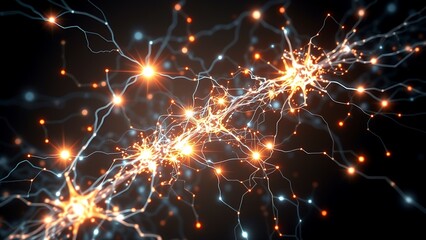 Energetic Neural Network - Abstract Digital Illustration for Science, Technology, and Medical Visualizations