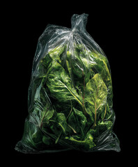 Fototapeta premium Swiss chard leaves in vacuum-sealed bag fresh and green