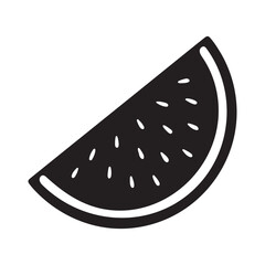 silhouette of a juicy watermelon slice with seeds