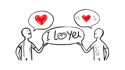 Two simple red hearts drawn on a black background