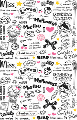 set of hand drawn doodle speech bubbles