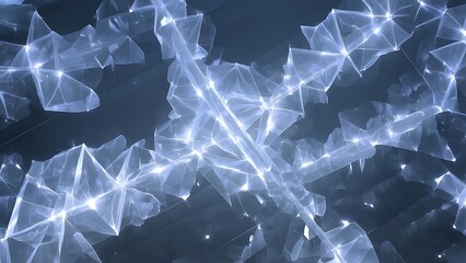 Abstract Ice Crystal Formation - Digitally Generated Image for Science, Technology and Design Projects with a Futuristic Aesthetic, featuring Geometric Shapes, Shimmering Light and an Ethereal Mood.