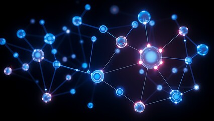 Abstract Network Connection - Futuristic Glowing Nodes and Lines for Science, Technology, and Data Visualization