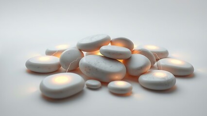 Glowing Stones - Minimalist Still Life of Smooth Rocks with Internal Light, Ideal for Spiritual Designs, Wellness Products, and Relaxing Visual Themes