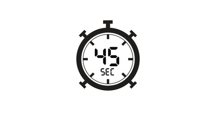 45 Seconds timer clock, Chronometer icon design isolated on white background