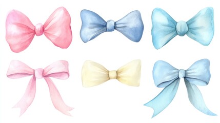 Naklejka premium Watercolor bows set