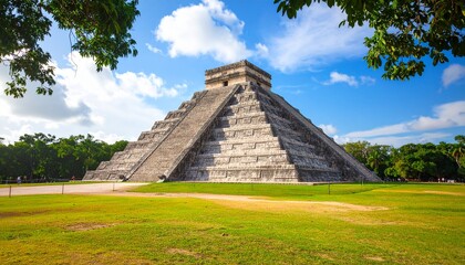 El Castillo, the iconic Mayan pyramid at Chichen Itza, a famous historical site in Mexico.