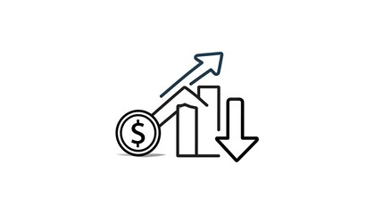 Graphic depicting upward trend of financial data alongside downward trend