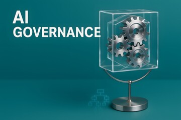 Obraz premium AI Governance Sculpture for Ethical Frameworks and Responsible AI Implementation