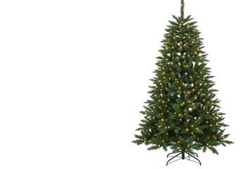 Fototapeta premium A beautifully decorated christmas tree with warm lights, isolated on a transparent background, perfect for holiday celebrations and festive home decor