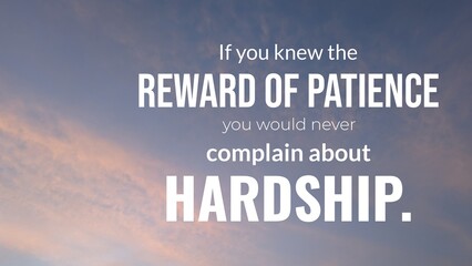 A quote against a serene sky background. The text says 