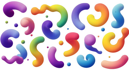 Vibrant and dynamic shapes in multiple colors, suitable for creative designs and projects. Perfect for adding visual interest to any design. transparent png