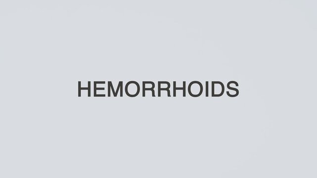Hemorrhoids concept word stethoscope illustrative illustration text hand diagnosed on white background for digestive health awareness, patient care, and medical evaluation