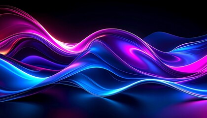 Naklejka premium Vibrant Neon Waves Abstract Flow of Blue and Pink