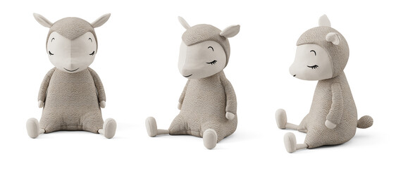 Sheep doll isolated on white background. 3D rendering