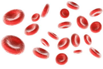 Several red blood cells illustrated floating in the air
