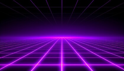 Retro Futuristic Neon Grid Landscape Background