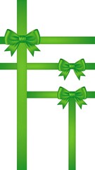 Green ribbon bows on white background (1)