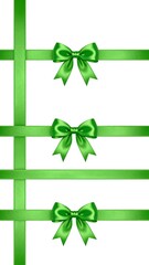 Green ribbon bows on white background