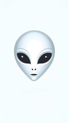 Grey alien head on light blue background