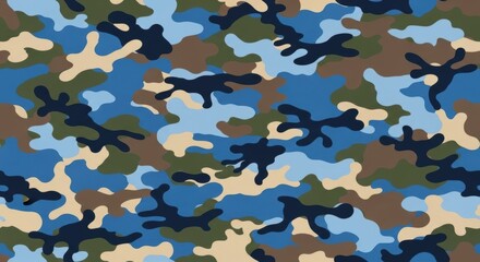 Dynamic blue camouflage pattern for versatile tactical applications and rugged outdoor gear.