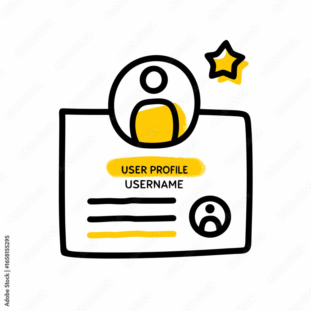 Poster user profile icon with editable username in modern outline style