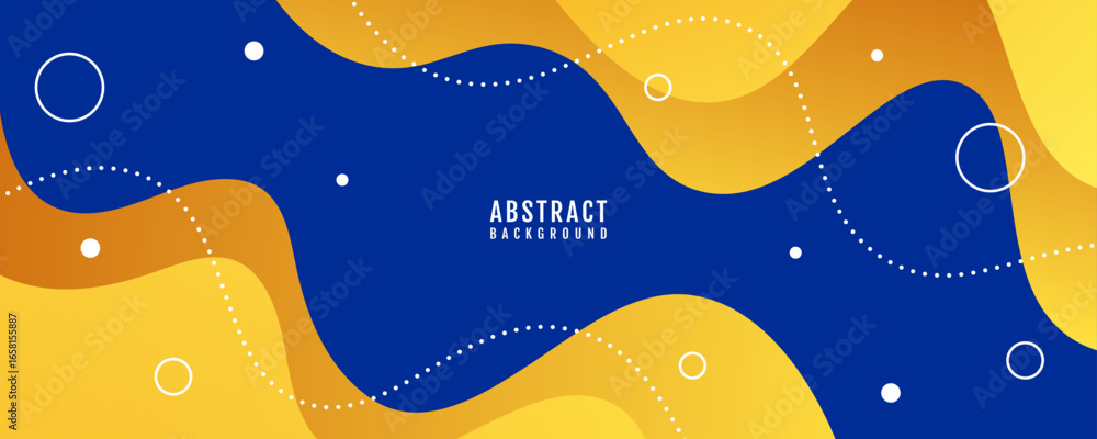 Poster yellow blue abstract background overlap layer on bright space with flowing waves decoration. modern 