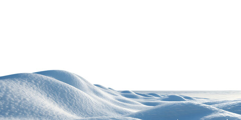 Snow-covered hills mirror previous landscape with gentle undulating forms stretching into pale distance, isolated on a transparent background