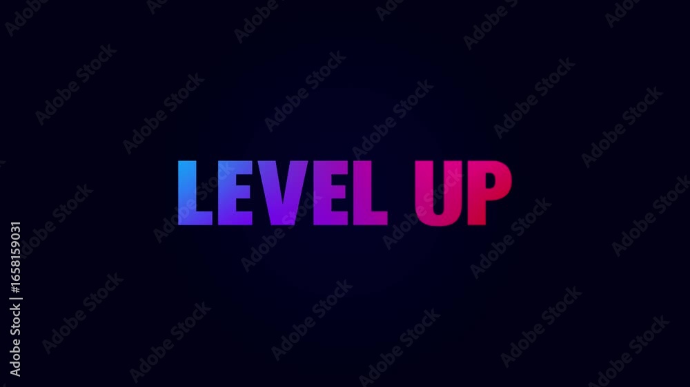 Poster level up text animation. level up style, design elements motion graphics. banner sign template signb