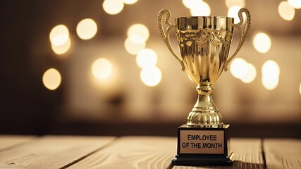 Golden trophy of Trophy to Employee  employee  gold Month Awarded  award  golden