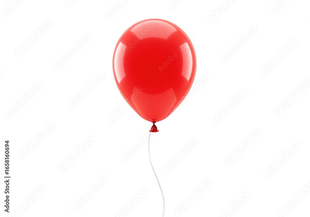 Poster bright red balloon floating isolated on transparent background