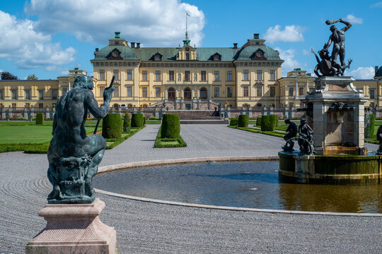 Drottningholm Palace in Stockholm, Sweden. A UNESCO World Heritage Site, it is Sweden's best-preserved 17th-century royal palace and a valuable example of the architecture of European royal palaces of