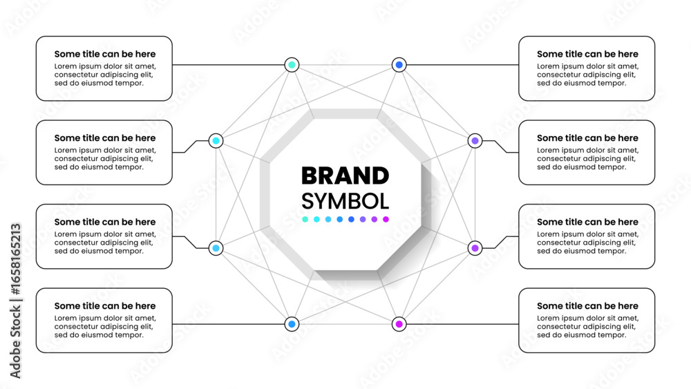 Poster infographic template. octagon with 8 steps with title in the middle
