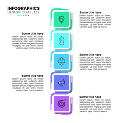 Infographic template. Vertical line with 5 squares