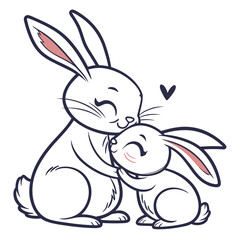 Rabbit Mother and Baby Together