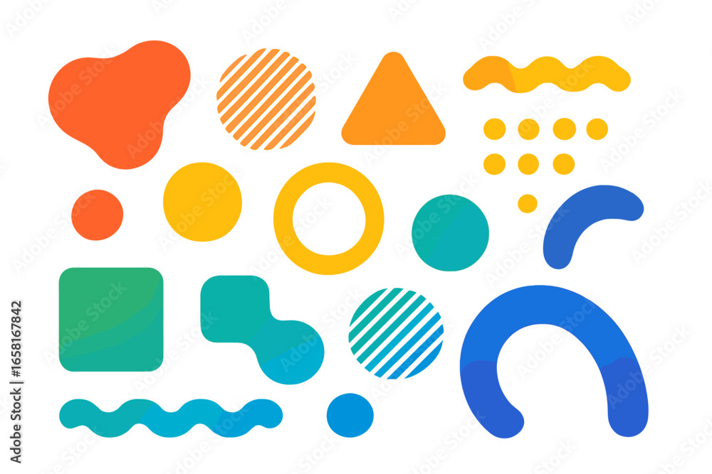 Fototapete set of colorful abstract geometric shapes with gradient. modern vector design elements for web and p