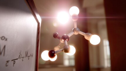 Population Dynamics Mathematical Model with Graphs and Symbols in Warm Studio Light - Back View, Dreamy Focus, Minimalist Composition