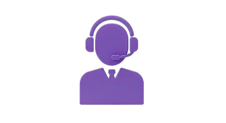 Fototapeta premium Purple silhouette of a person wearing a headset and tie