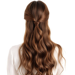 Fototapeta premium Professional Long Wavy Brown Hair Styled in Ponytail for Modern Look