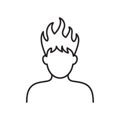Burnout Stress Icon – Head on Fire Symbol Representing Mental Exhaustion and Anxiety