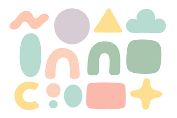 Soft pastel geometric shapes and colors in modern vector design element for creative projects, artistic inspiration, abstract background, minimalistic cartoon illustration