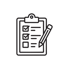 Fototapeta premium Editable Checklist Icon with Clipboard and Pencil – Task Planning and Organization Symbol