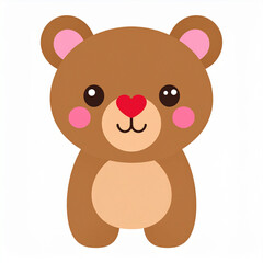 Obraz premium an adorable cartoon of a teddy bear with pink lips and a heart shaped nose, giving it a playful and friendly appearance.
