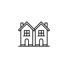 Duplex House Icon Representing Residential Property Real Estate Housing Architecture and Living Space