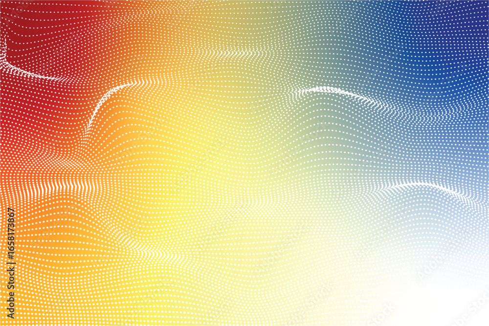 Poster abstract dotted wave background with vibrant color gradient.
