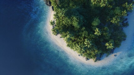 Lush coastline with turquoise water from above. AI image