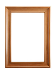 Fototapeta premium Simple wooden picture frame with white empty space isolated on transparent background