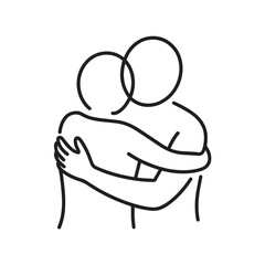 Hugging couple line icon